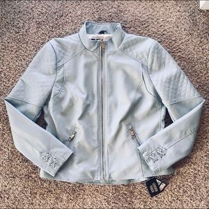 Guess light blue faux leather jacket